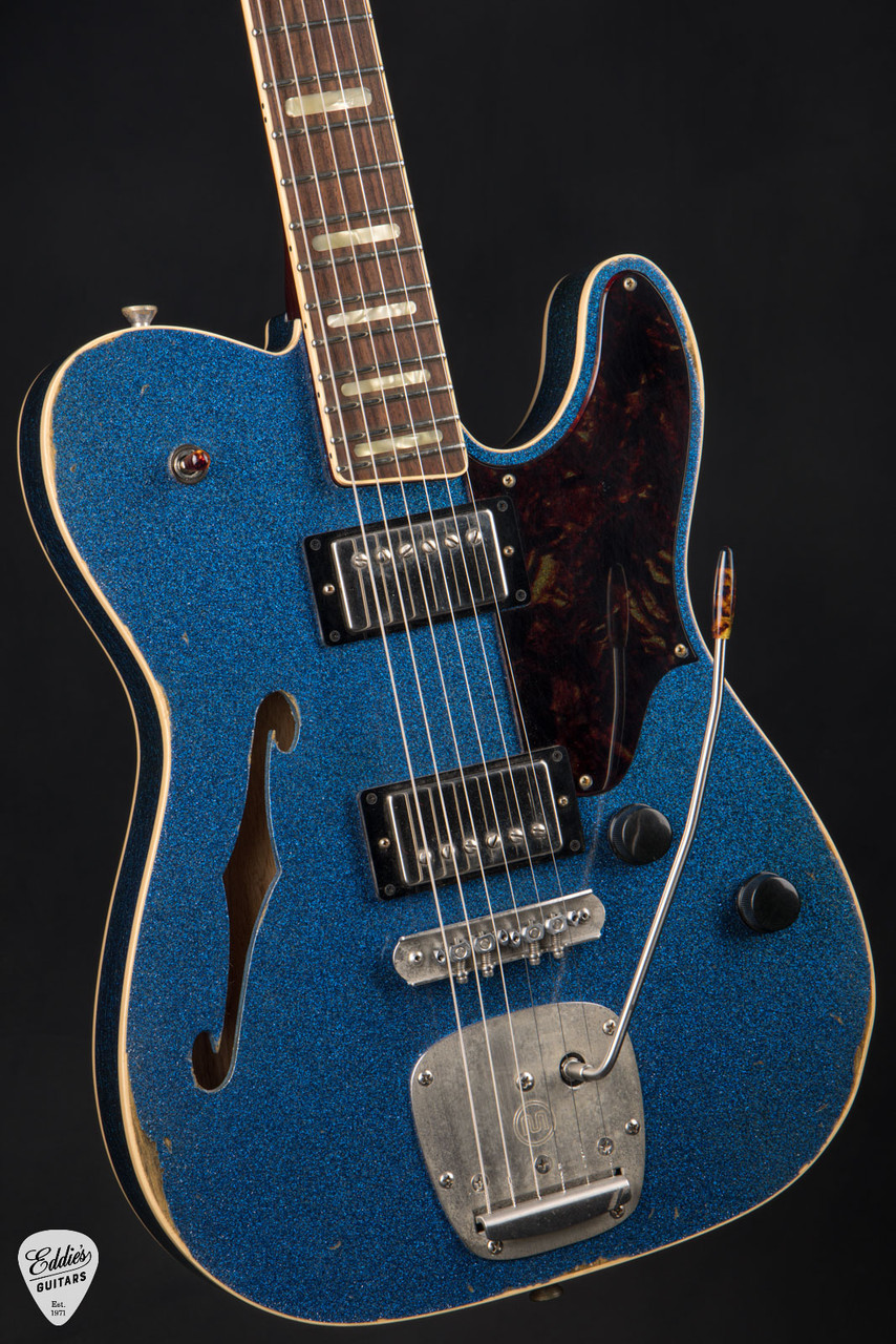 エレガットギター Baracuda Nyloncaster Guitars Sale Pending-Castedosa Marianna Semi-Hollow - Aged Blue Sparkle