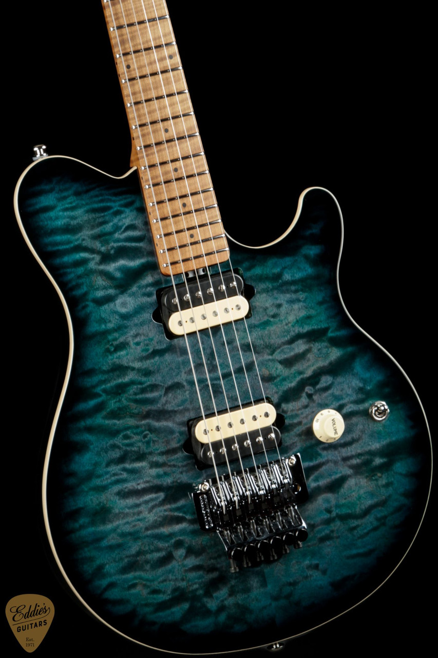 MUSIC MAN AXIS Yucatan Blue USA製 Ernie Ball Music Man Axis - Yucatan Blue Quilt - Eddie's Guitars