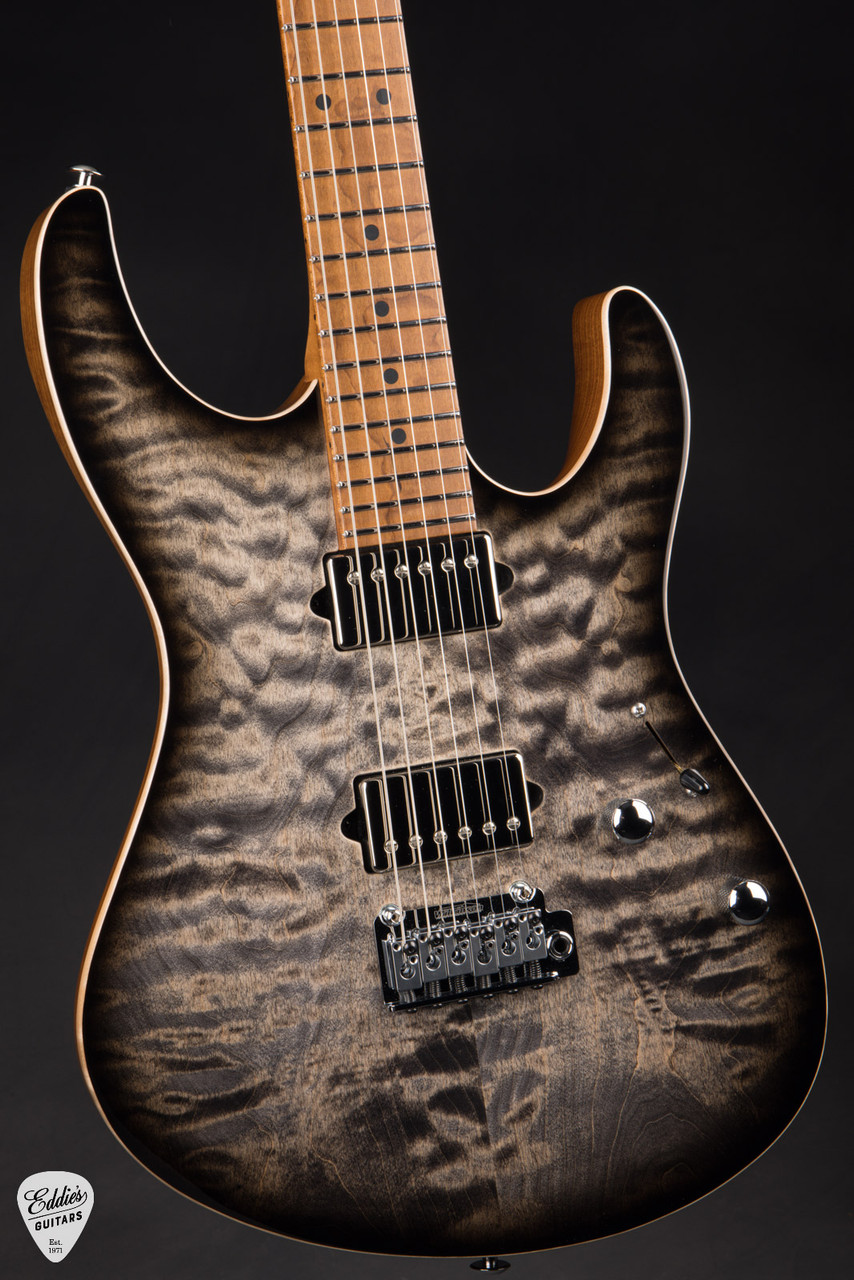 Suhr Modern Quilt Roasted - Faded Trans Charcoal Burst - Eddie's