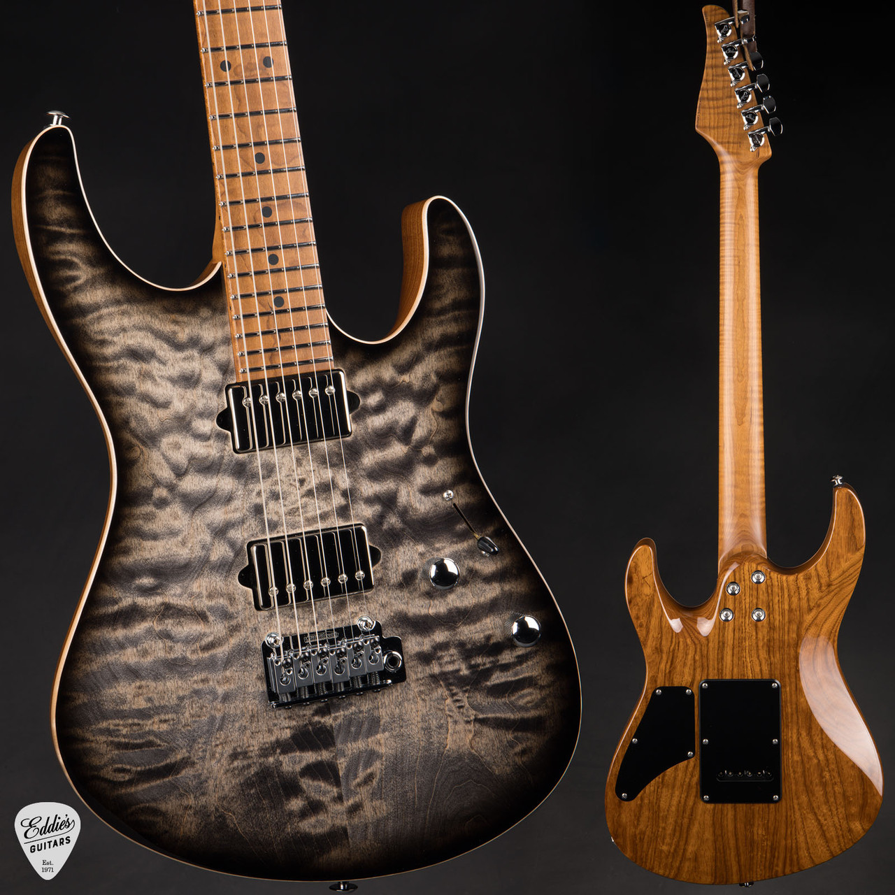 Suhr Modern Quilt Roasted - Faded Trans Charcoal Burst - Eddie's