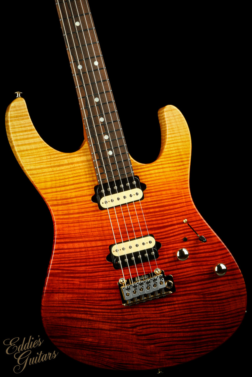 ギター Suhr Modern DealerSelected Quilted Maple Suhr Modern One Piece Flame Maple Body - Desert Gradient - Eddie's
