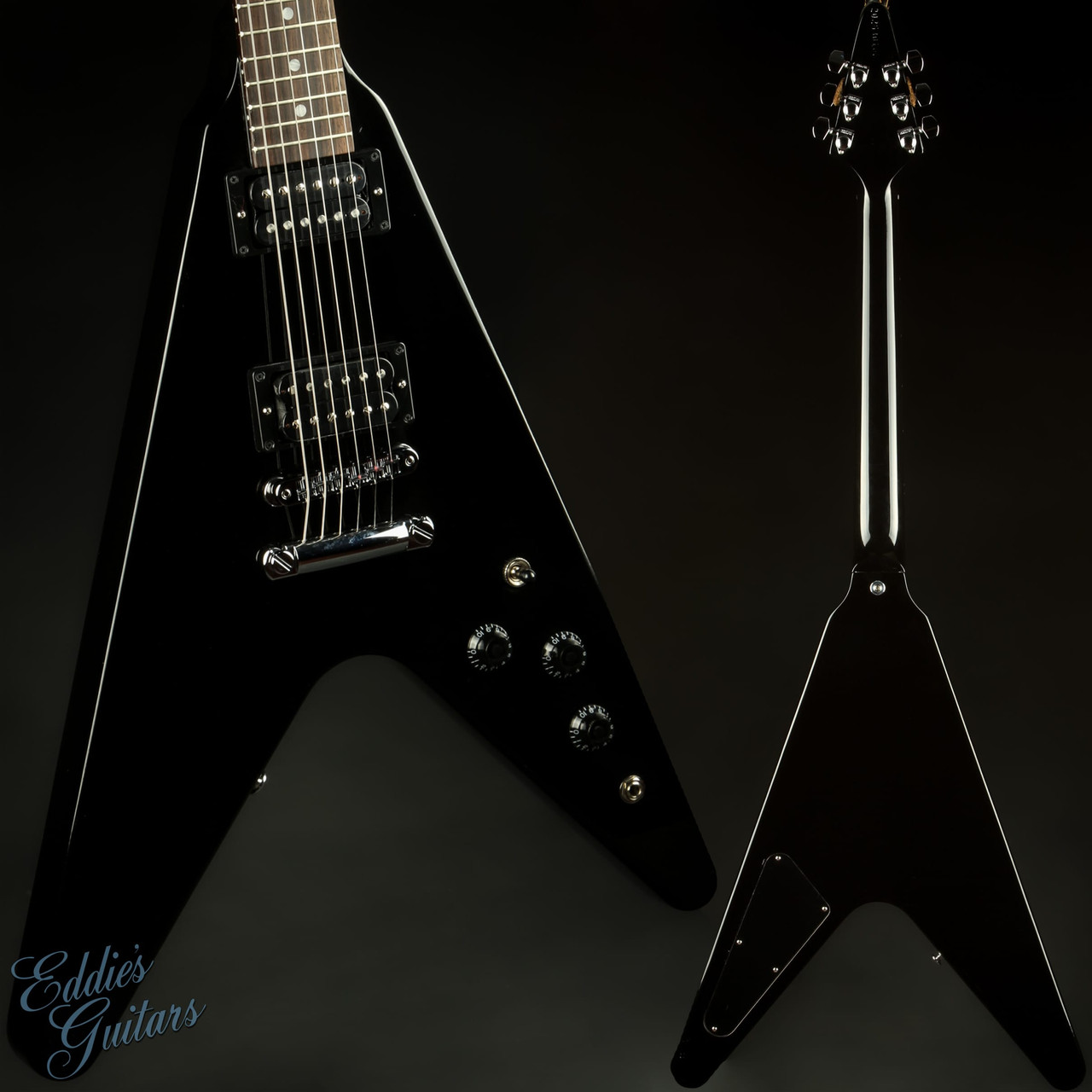 フライングV 2023 - Gibson 80s Flying V Ebony 5.15 #202630108 - Eddie's Guitars