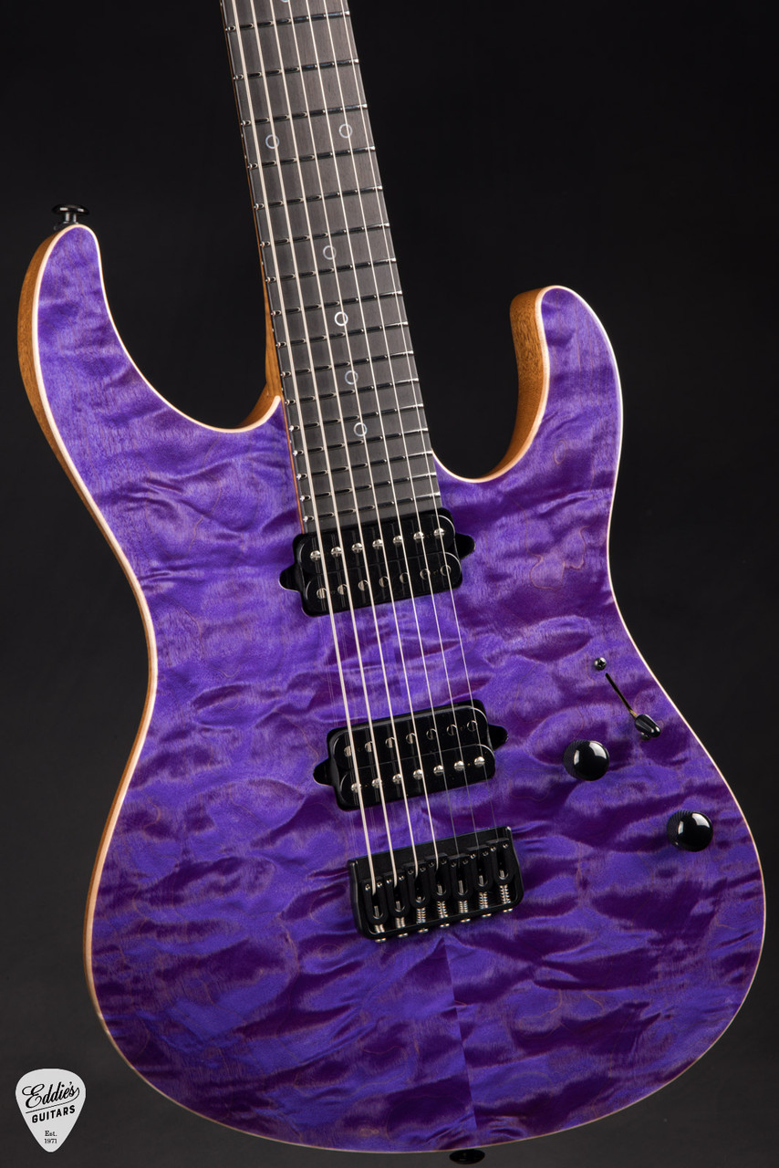Suhr Modern 7 Quilt Roasted - Trans Purple - Eddie's Guitars