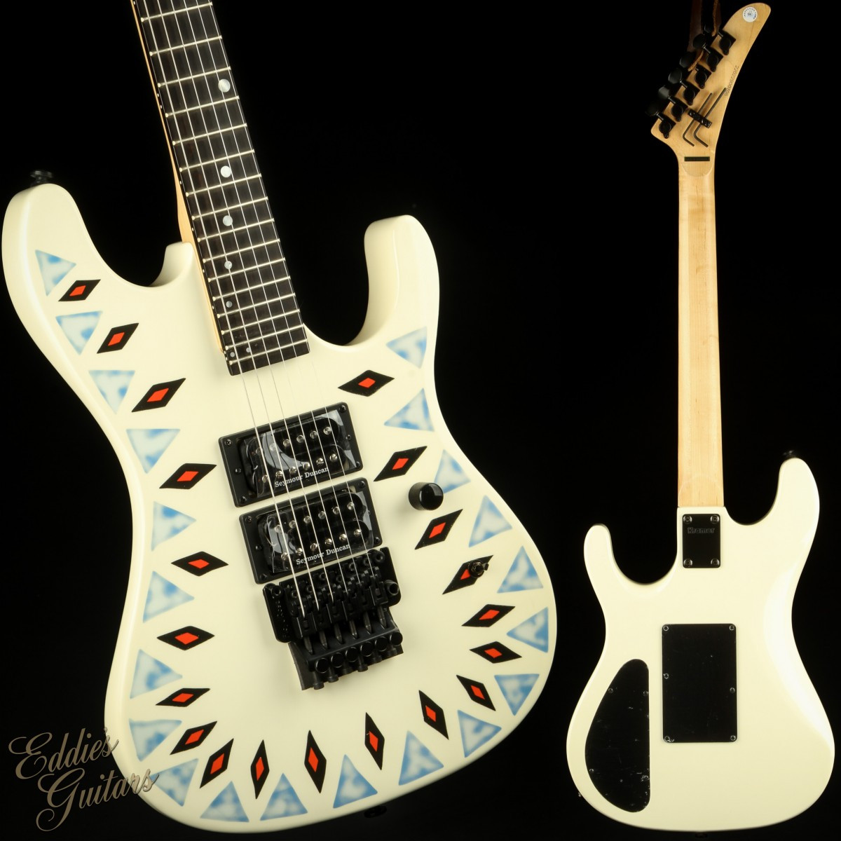 Used - Kramer NightSwan Vintage White with Aztec Graphic - Eddie's