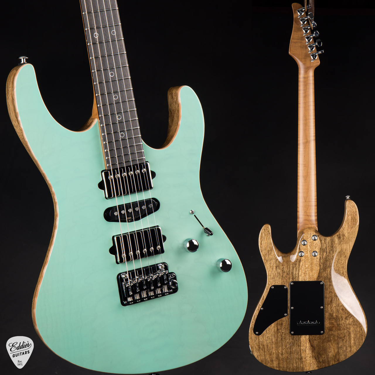 Suhr Modern Black Limba/Quilt Maple - Trans Seafoam Green