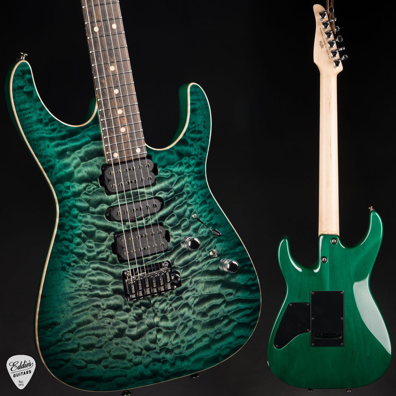 Tom Anderson Angel - Cajun Key Lime to Teal Burst - Eddie's Guitars