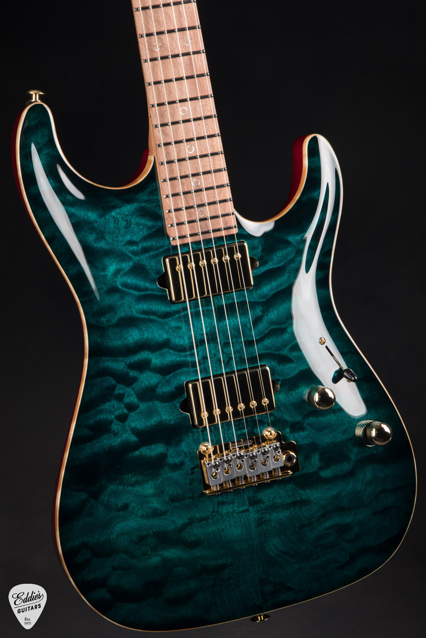 ギター Suhr curve top standard Suhr Standard Carve Top Pau Ferro Neck - Trans Teal Burst