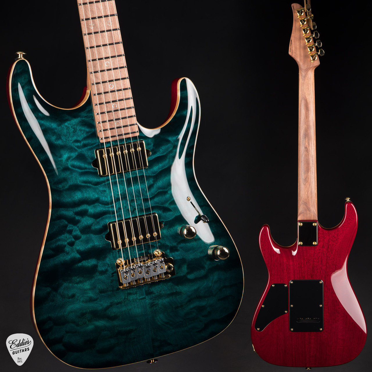Suhr Standard Carve Top Pau Ferro Neck - Trans Teal Burst