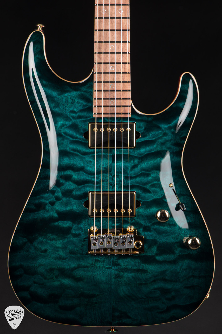 Suhr Standard Carve Top Pau Ferro Neck - Trans Teal Burst