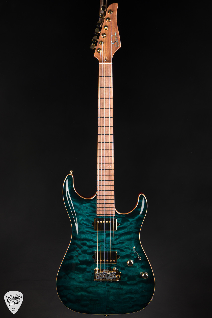 Suhr Standard Carve Top Pau Ferro Neck - Trans Teal Burst