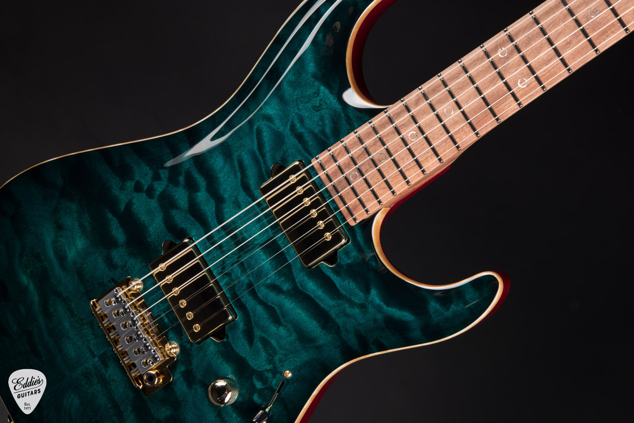 Suhr Standard Carve Top Pau Ferro Neck - Trans Teal Burst