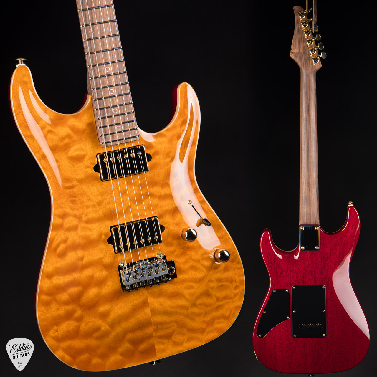 Suhr Standard Carve Top Pau Ferro Neck - Trans Amber - Eddie's Guitars