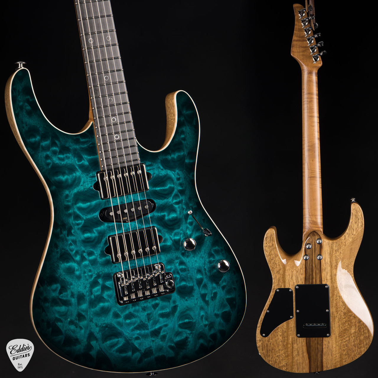 Suhr Modern Black Limba/Quilt Maple - Trans Teal Burst - Eddie's