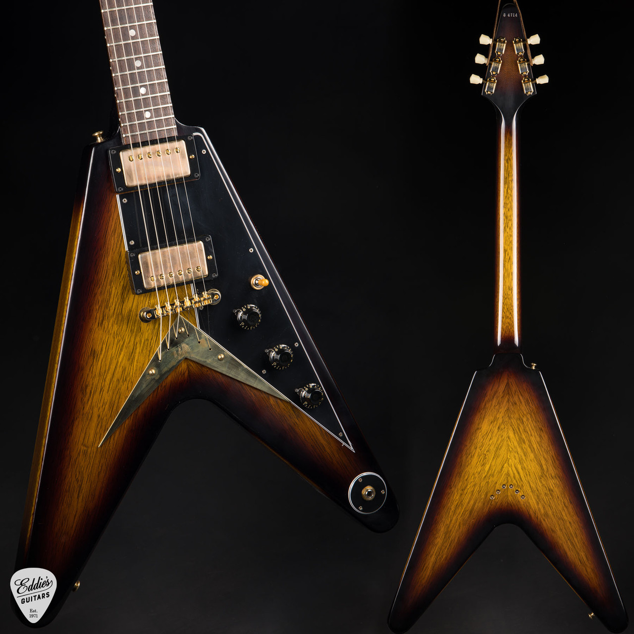 Gibson Custom Shop PSL 1958 Korina Flying V Black Pickguard VOS Vintage  Sunburst 6.13 #87414