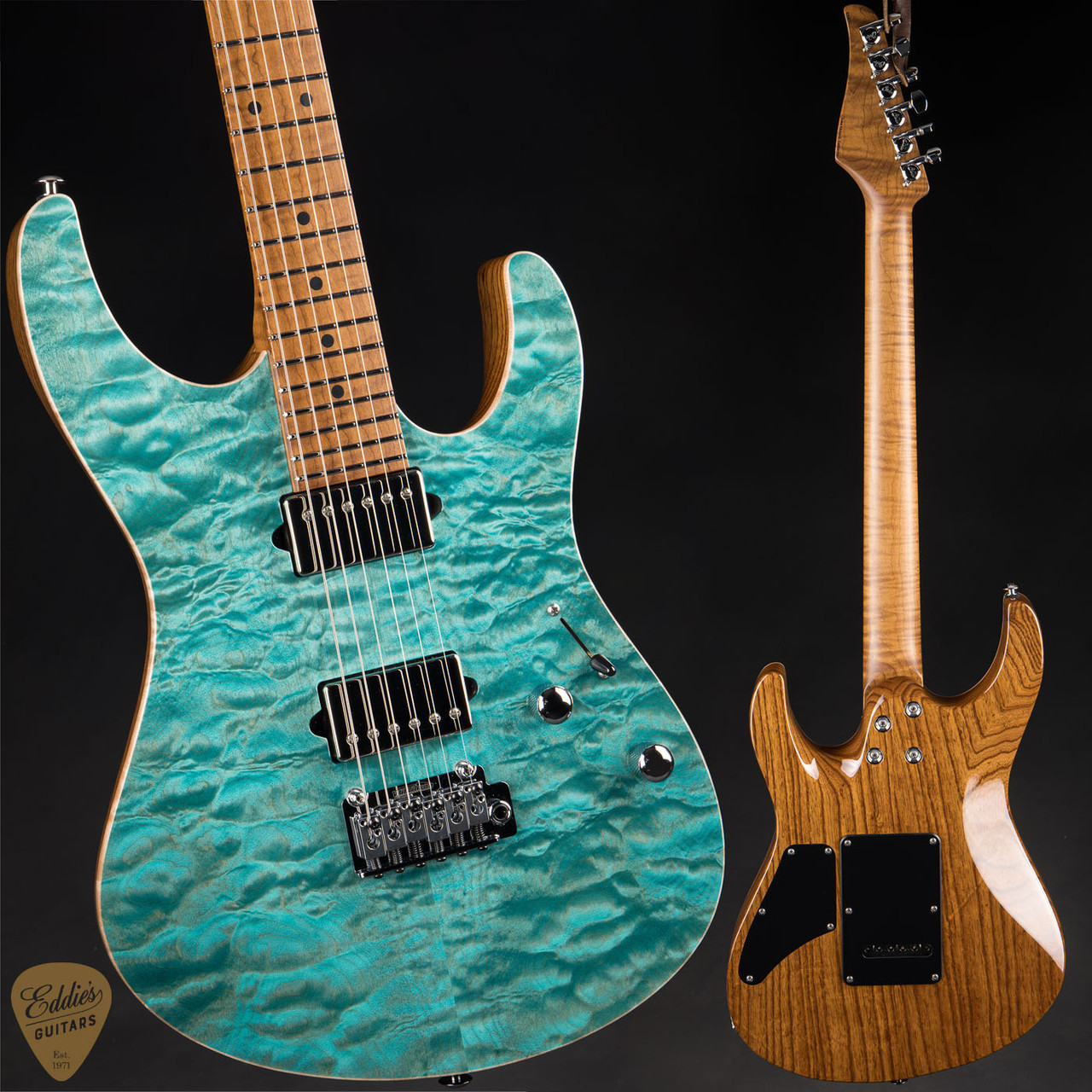 Suhr Modern Quilt Roasted - Bahama Blue - Eddie's Guitars