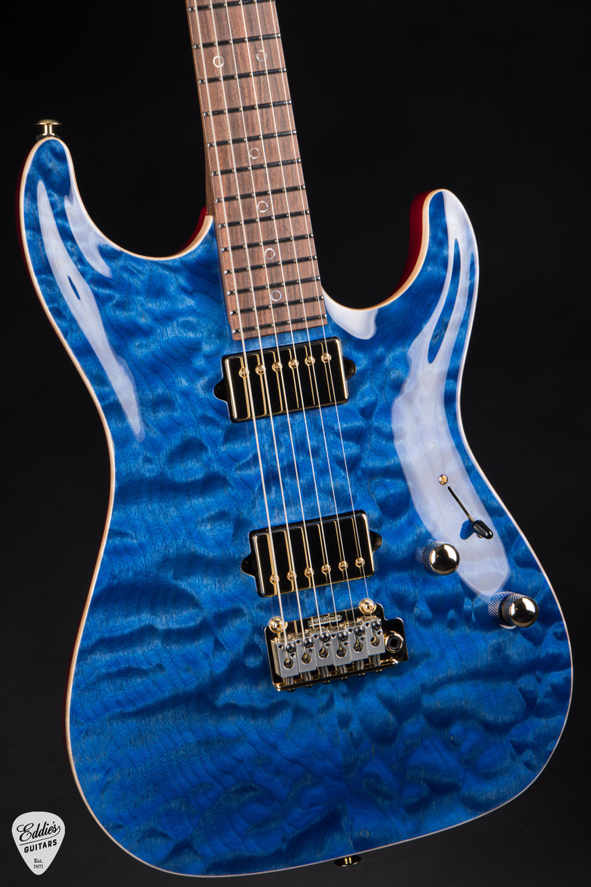 Suhr Standard Carve Top Pau Ferro Neck - Trans Whale Blue