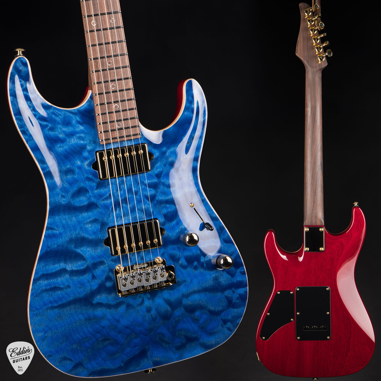 Suhr Standard Carve Top Pau Ferro Neck - Trans Whale Blue