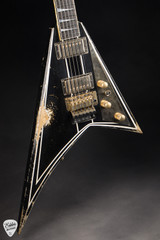 Jackson Custom Shop RR Randy Rhoads Nitro Relic Electric Guitar in Black with Vintage White Pinstripes
