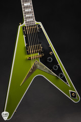 Gibson Custom Shop Flying v custom electric guitar in gecko green metallic gloss