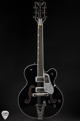 Gretsch Pro Falcon Hollow Body with String-Thru Bigsby, Gold Hardware, Ebony Fingerboard Black electric guitar