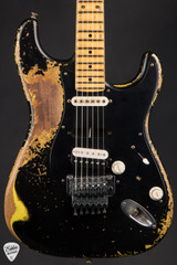 Fender Custom Shop Master Built 1957 Stratocaster Ultra Relic Electric Guitar in Black Over Graffiti Yellow