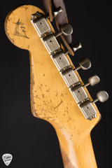 Fender Custom Shop Master Built 1957 Stratocaster Ultra Relic Electric Guitar in Black Over Graffiti Yellow