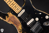 Fender Custom Shop Master Built 1957 Stratocaster Ultra Relic Electric Guitar in Black Over Graffiti Yellow