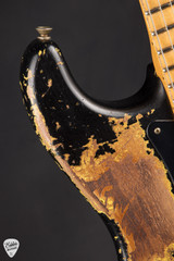 Fender Custom Shop Master Built 1957 Stratocaster Ultra Relic Electric Guitar in Black Over Graffiti Yellow
