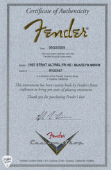 Fender Custom Shop Master Built 1957 Stratocaster Ultra Relic Electric Guitar in Black Over Graffiti Yellow