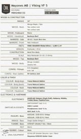 Mayones Viking 5 VF Transparent Natural Satin bass guitar