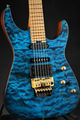 Jackson USA Signature Phil Collen PC1 Satin Caramelized Flame Maple Fingerboard - Satin Transparent Blue #XN12085