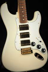 Fender Channel Exclusive Mahogany Black Top Stratocaster HHH - Olympic White #MX19105621