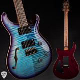 Paul Reed Smith Eddie’s Wood Library Custom 24 Semi-Hollow Swamp Ash/Torrefied Maple Aquableux w/Purple Burst Electric Guitar