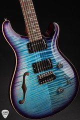 Paul Reed Smith Eddie’s Wood Library Custom 24 Semi-Hollow Swamp Ash/Torrefied Maple Aquableux w/Purple Burst Electric Guitar