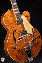 Gretsch G6120TGQM-56 Limited Edition Quilt Classic Chet Atkins Hollow Body Electric Guitar in Roundup Orange Stain