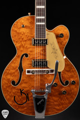 Gretsch G6120TGQM-56 Limited Edition Quilt Classic Chet Atkins Hollow Body Electric Guitar in Roundup Orange Stain