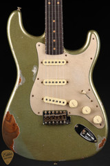 Fender Custom Shop Eddie's Guitars Exclusive Dealer Select Roasted 1963 Stratocaster Heavy Relic - Aged Sage Green Sparkle