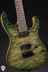 Suhr Modern Burl Maple Electric Guitar in Faded Trans Green Burst