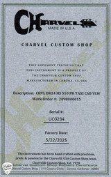Charvel Certificate of Autheticity