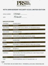 Paul Reed Smith 40th Anniversary McCarty SC56 Limited Edition Electric Guitar in Black Rainbow Hollowflake