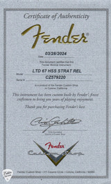 Fender Certificate of Authenticity