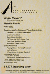 Tom Anderson Angel Player 7 40th Anniversary - Metallic Purple