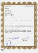 PRS Private Stock Certificate of Authenticity