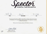COA for Spector NS-2 4 String Neck Thru Bass Guitar with Quilted Maple