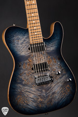 Suhr Roasted Modern T Waterfall Burl Maple Electric Guitar in Faded Trans Whale Blue Burst