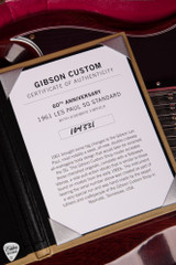 COA for 2021 Gibson Custom Shop 60th Anniversary 1961 SG Les Paul Standard Sideways Vibrola VOS Electric Guitar in Cherry Red
