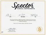 Certificate of Authenticity Spector 50th Anniversary SB1  21 of 50 Lightly Figured Maple Electric Bass