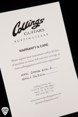 Case Card for Collings OM-42 Acoustic Guitar with Adirondack Spruce & Figured Koa