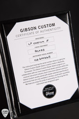 Certificate for Gibson Custom Shop Dealer Select Les Paul Custom Figured Blue Widow Electric Guitar