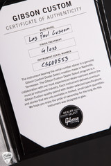 Certificate for Gibson Custom Shop Dealer Select Les Paul Custom Figured Blue Widow Electric Guitar